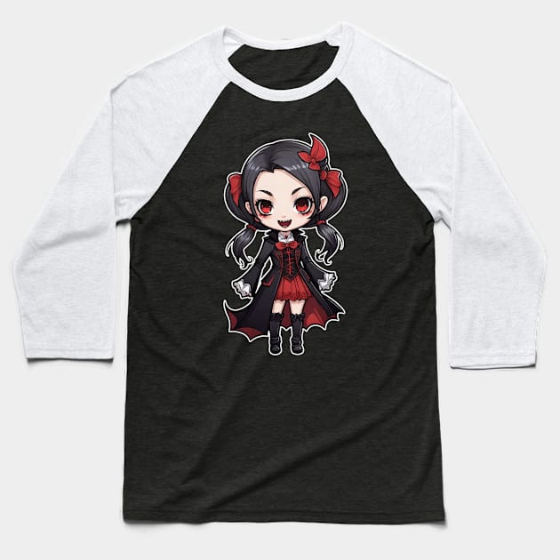 Vampire Girl 2 Baseball T-Shirt by Grave Digs